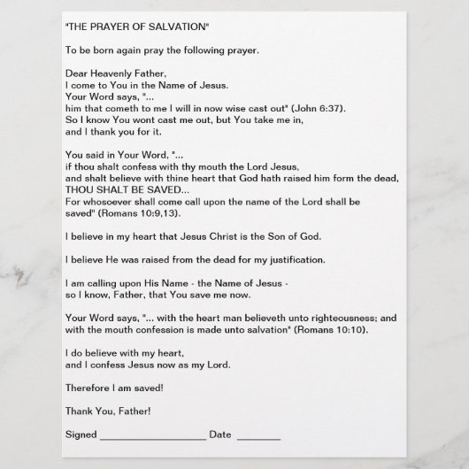 DER PRAYER DER SALVATION FLYER (Vorne)