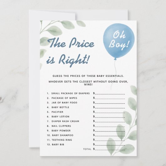 Der Preis ist der richtige Duschballon Eukalyptus Einladung (Vorderseite)