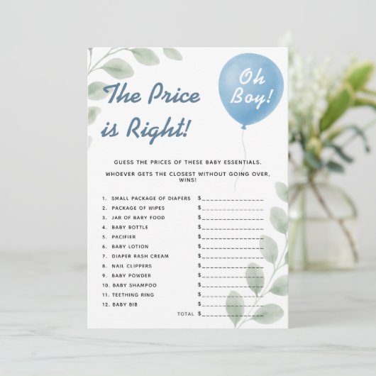 Der Preis ist der richtige Duschballon Eukalyptus Einladung (Stehend Vorderseite)