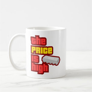 Der Preis ist hoch Karton Eier Kaffeetasse