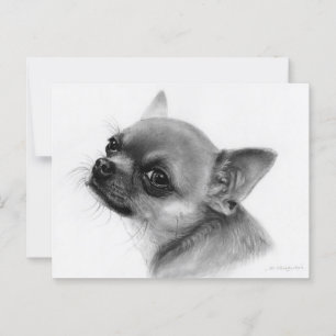 Der preisgekrönte Chihuahua-Holzkohle-Zeichn Postkarte