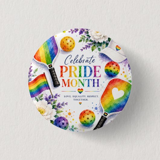 Der Pride Pickleball Regenbogen thematisiert Button (Vorderseite)