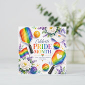 Der Pride Pickleball Regenbogen thematisiert Einladung (Stehend Vorderseite)