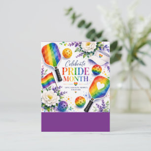 Der Pride Pickleball Regenbogen thematisiert Postkarte