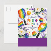Der Pride Pickleball Regenbogen thematisiert Postkarte (Vorne/Hinten)