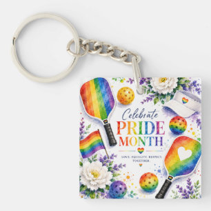 Der Pride Pickleball Regenbogen thematisiert Schlüsselanhänger