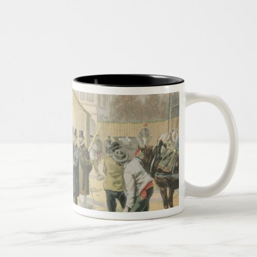 Der Prinz von Wales das Gebäude besichtigend Zweifarbige Tasse (Rechts)