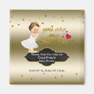 Der Prinzessin-Gold Sonnenschein Baby-Duschen-Save Magnet