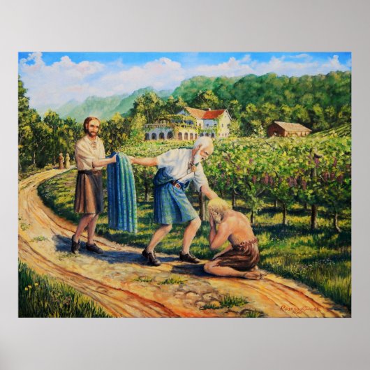 Der Prodigale Sohn, Vergebung, Weinberg, Landschaf Poster (Vorne)