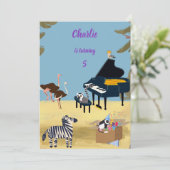 Der Prodigy-Lemur-KlavierGeburtstag Einladung (Stehend Vorderseite)