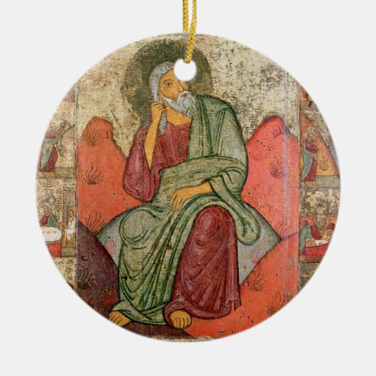 Der Prophet Elija, Pskov-Schule (Platte) Keramikornament (Vorne)