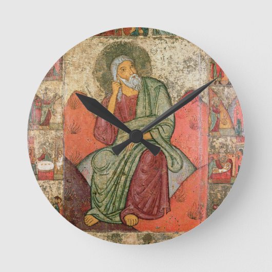 Der Prophet Elija, Pskov-Schule (Platte) Runde Wanduhr (Vorderseite)
