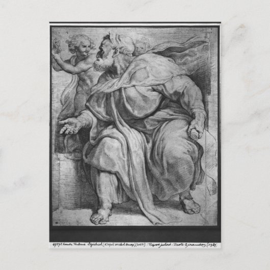 Der Prophet Ezekiel nach Michangelo Buonarroti Postkarte (Vorderseite)