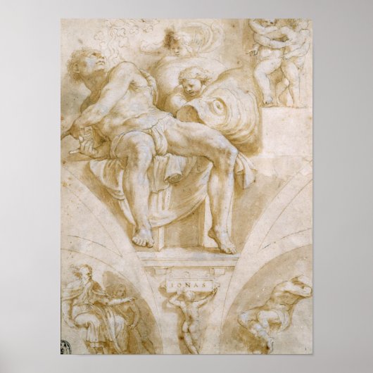 Der Prophet Jona und zwei zerstörte Lunettes Poster (Vorne)