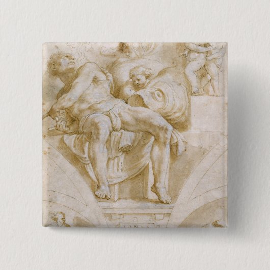 Der Prophet Jonas und zwei zerstörte Lunettes Button (Vorderseite)