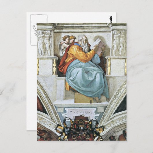 Der Prophet Zacharias im Detail von Michelangelo Postkarte (Vorne/Hinten)