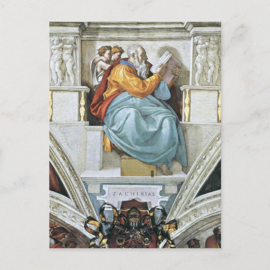 Der Prophet Zacharias im Detail von Michelangelo Postkarte (Vorderseite)