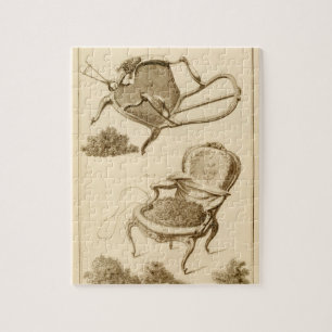 Der Prozess der Polsterung eines Stuhls, von der Puzzle