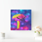 Der psychedelische Pilz Quadratische Wanduhr (Zuhause)