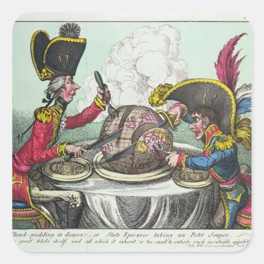 Der Pudding in Gefahr, 1805 Quadratischer Aufkleber (Vorderseite)