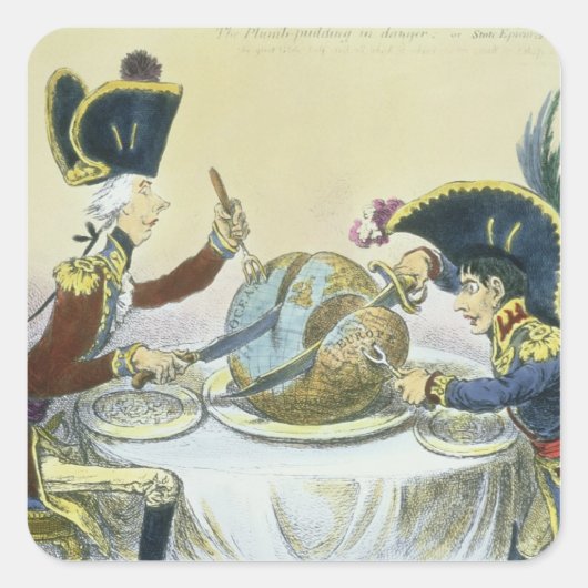 Der Pudding in Gefahr, 1805 Quadratischer Aufkleber (Vorderseite)