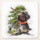 Der Pudelpointer Rechteckiger Pappuntersetzer (Vorderseite)