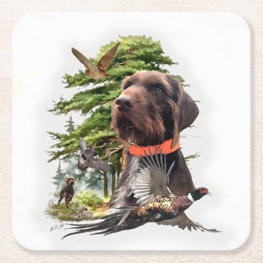 Der Pudelpointer Rechteckiger Pappuntersetzer (Vorderseite)