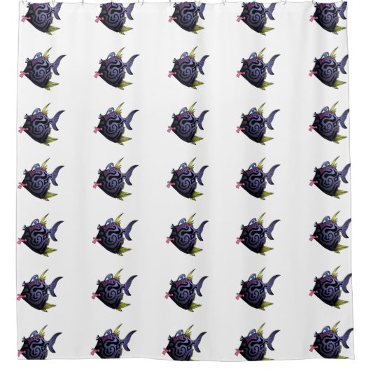 "Der Puffer-" Fische mit Haltung Duschvorhang (Vorderseite)