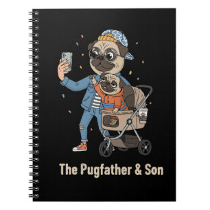 Der Pugfather & Sohn Lustiger Pug-Vater & Welpe Notizblock