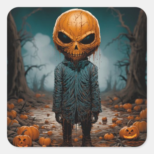 Der Pumpkin-Mann Quadratischer Aufkleber (Vorderseite)