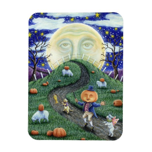 DER PUMPKIN-MANN TREFFT DEN MANN IM MUND, HALLOWEE MAGNET (Vertikal)