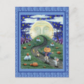 DER PUMPKIN-MANN TREFFT DEN MANN IM MUND, HALLOWEE POSTKARTE (Vorderseite)