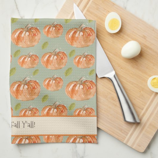 Der Pumpkin Patch "Happy Fall Ya'll" Geschirrtuch (Viertel Falte)
