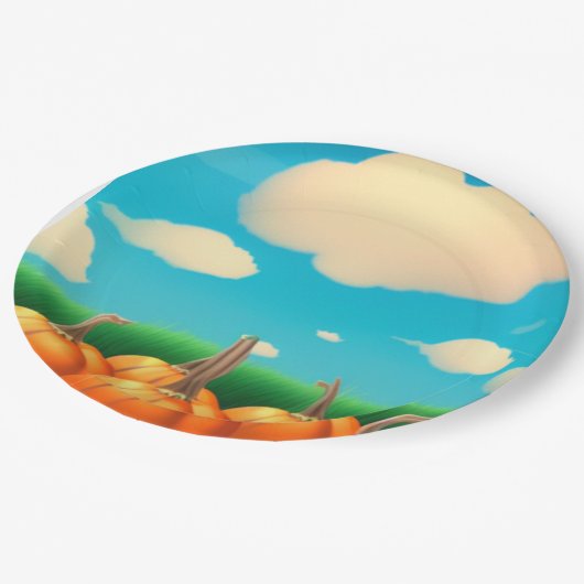 Der Pumpkin-Patch Pappteller (Schrägansicht)