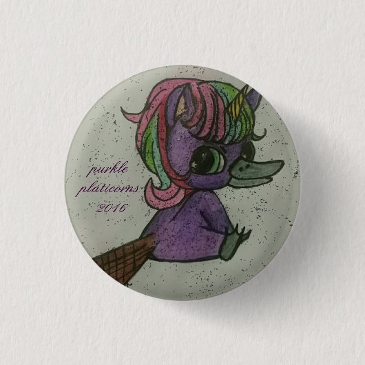 der purkle platicorns Team-Maskottchenknopf Button (Vorderseite)