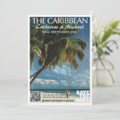 Der QR-Code für karibische Hochzeitreisen Save The Date (Stehend Vorderseite)