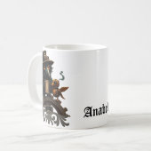 Der Rabe, angetrieben von Kaffee Kaffeetasse (Vorderseite Links)