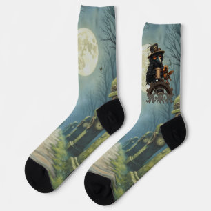 Der Rabe, angetrieben von Kaffee Socken