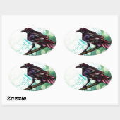 Der Rabe Ovaler Aufkleber (Blatt)