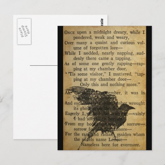 Der Rabe Postkarte (Vorne/Hinten)