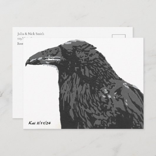 Der Rabe Postkarte (Vorne/Hinten)