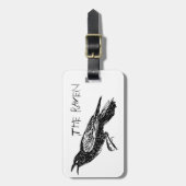 Der Rabe, Schwarzweiss Gepäckanhänger (Vorderseite vertikal)