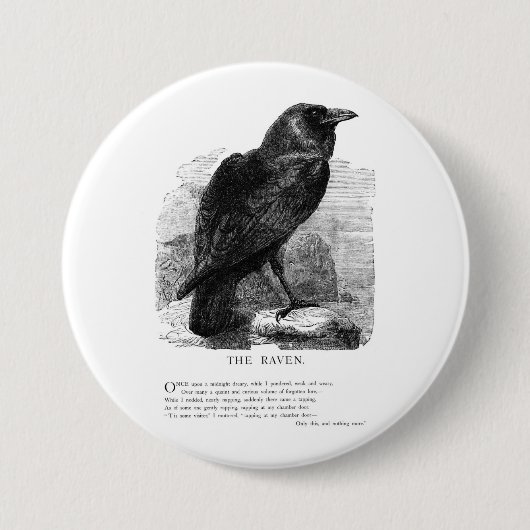 Der Rabe von Edgar Allan Poe Button (Vorderseite)