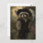 Der Raccoon Bogenschießspezialist in Schwarz gekle Postkarte (Vorne/Hinten)