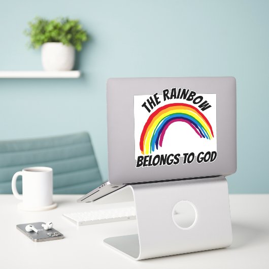 DER RAINBOW GEHÖRT ZU GOTT DECAL STICKERS AUFKLEBER (Laptop auf Schreibtisch)