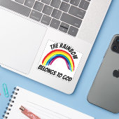 DER RAINBOW GEHÖRT ZU GOTT DECAL STICKERS AUFKLEBER (Laptop mit iPhone)