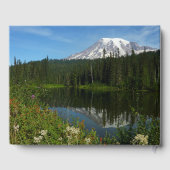 Der Rainier See Reflektion und Wildblumen Gästebuch (Rückseite)