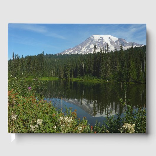 Der Rainier See Reflektion und Wildblumen Gästebuch (Vorderseite)