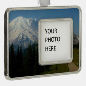 Der Rainier vom Sourdough Ridge Trail Rahmen-Ornament Silber (Rechts)
