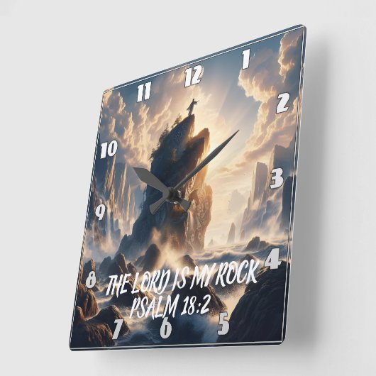 Der Rand der Existenz, der Herr, ist mein Fels Quadratische Wanduhr (Winkel)